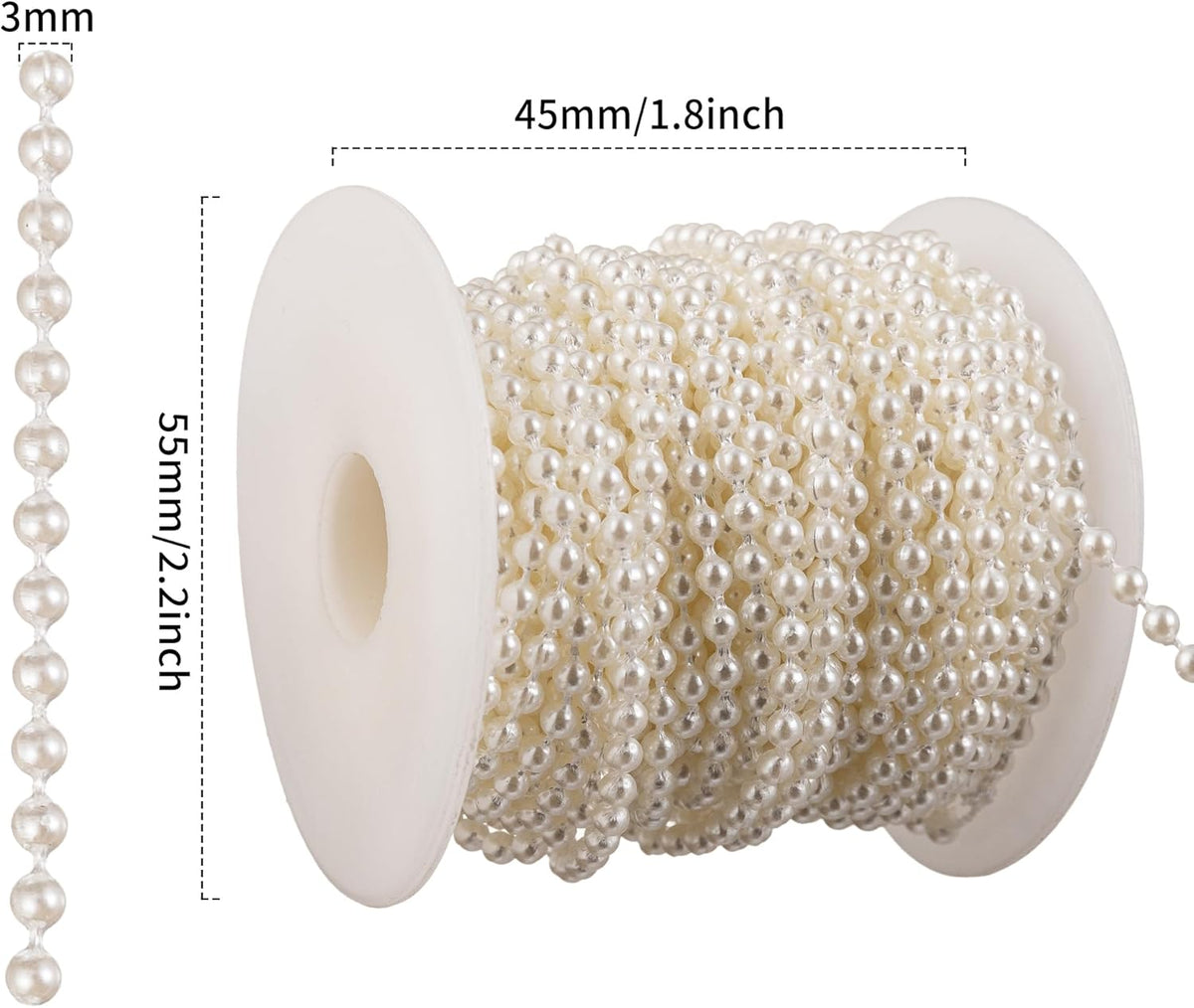 3mm Millet Beads Crafts Faux Pearl Beads Garland Pearl Bead Roll Strand of Pearls to Decorate