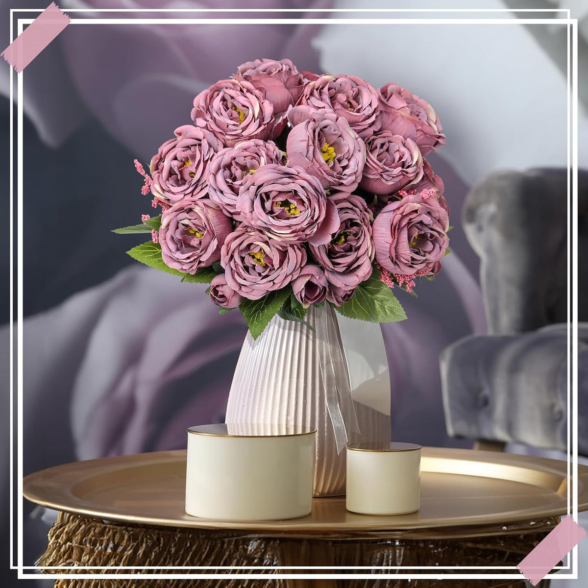 8 Bundles Artificial Peonies Flowers Boho Faux Flowers Arrangements Artificial Centerpiece Spring