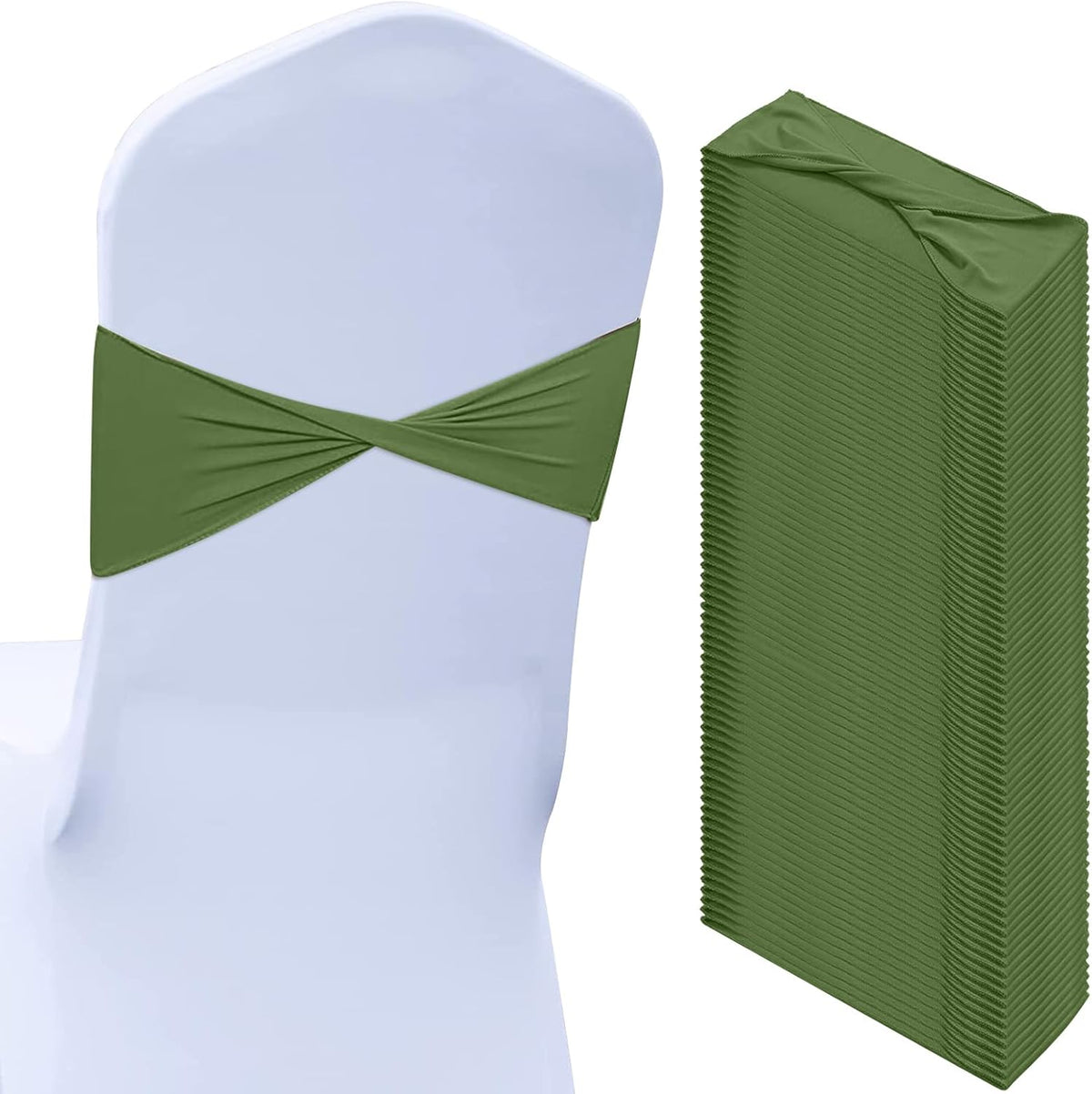 Kinlop 50 Pcs Spandex Chair Sashes Bows Chair Bands Slider Sashes for Covers Elastic Bands Ties