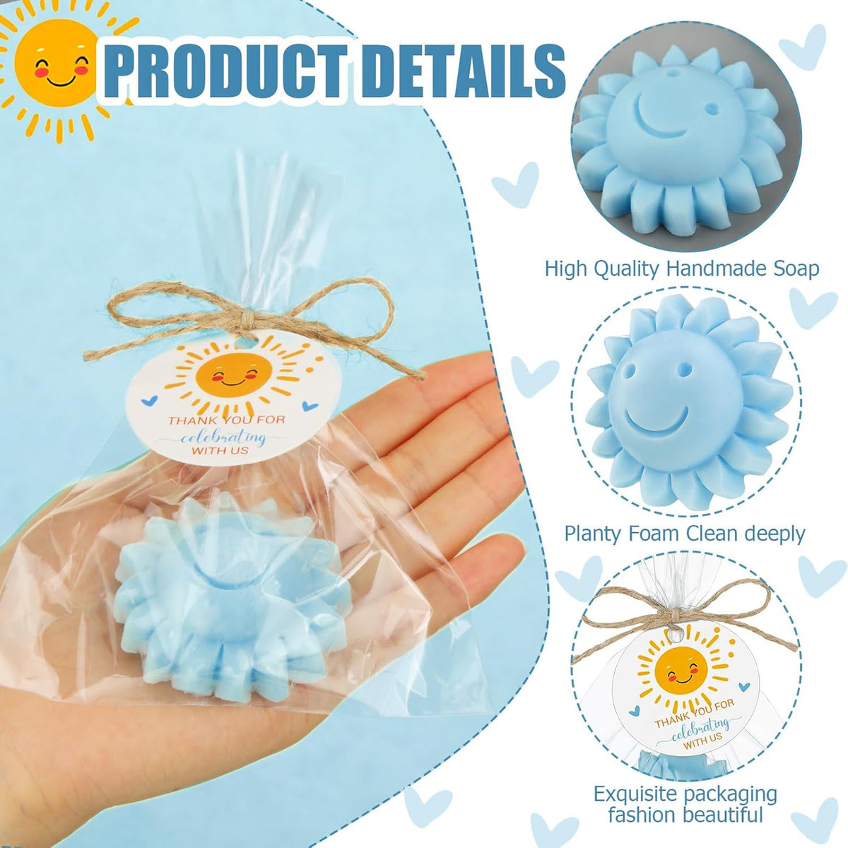 Demissle 40 Pcs Sun Soap Baby Shower Favors for Sunshine Party Here Comes the Son Baby Favors Mini