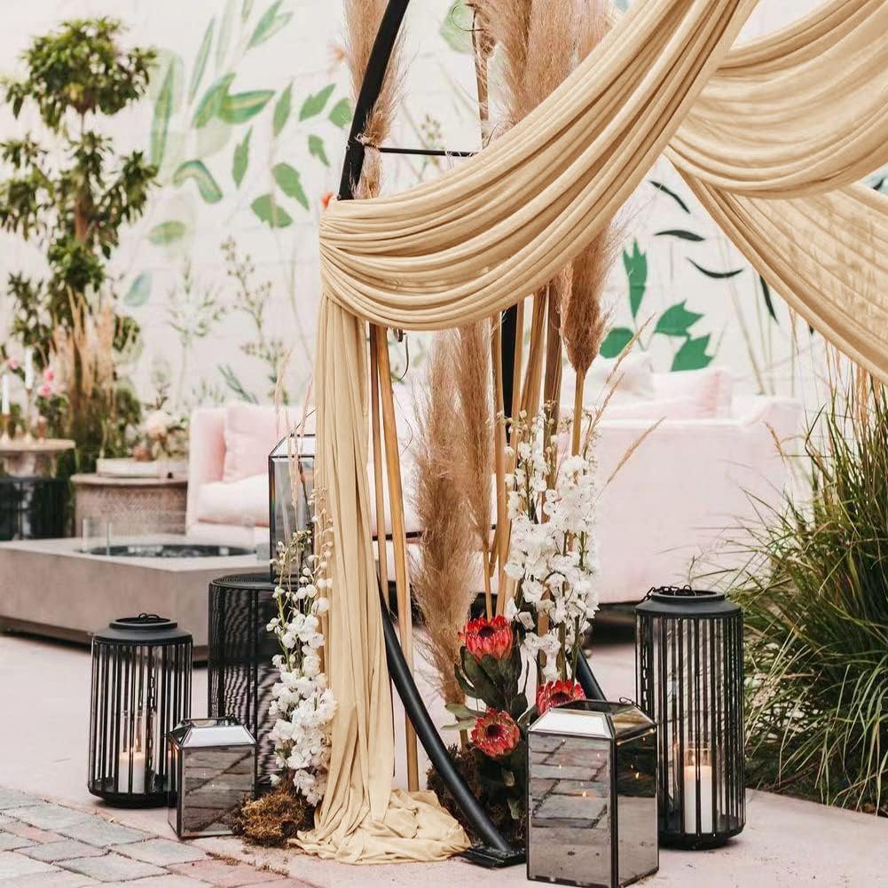 Wedding Arch Draping Fabric 1 Panel 30'' x 18FT Champagne Sheer Chiffon Arch Drapery for Bridal