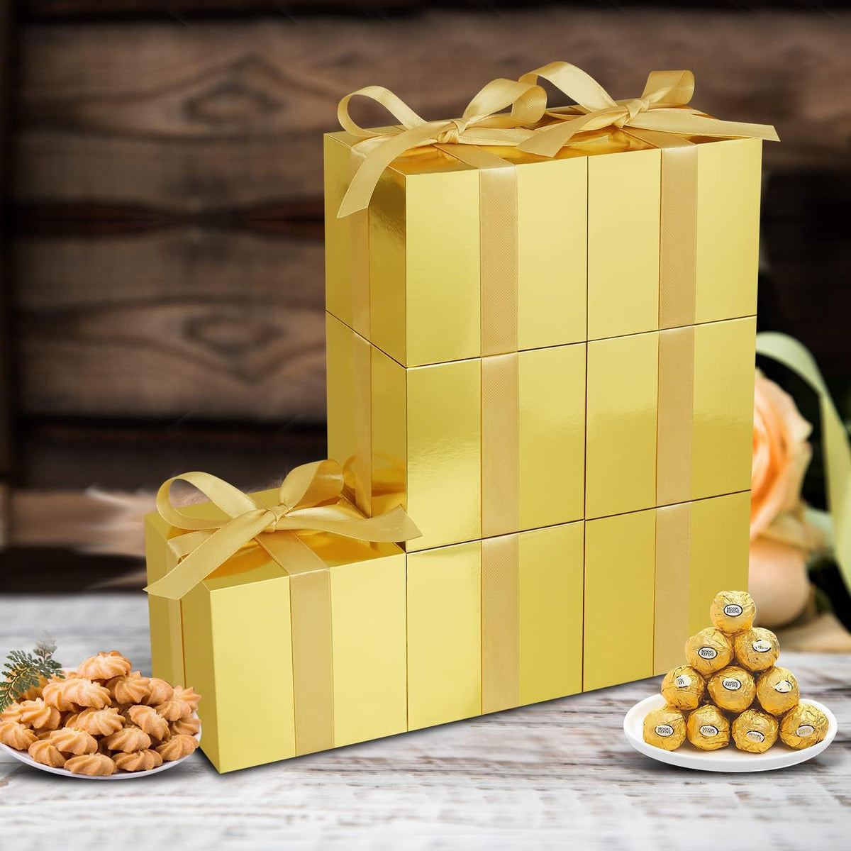 50 Pack Small Gift Boxes, 2x2x2 Favor Boxes Gold Paper Gift Boxes with Lids for Presents, Crafting
