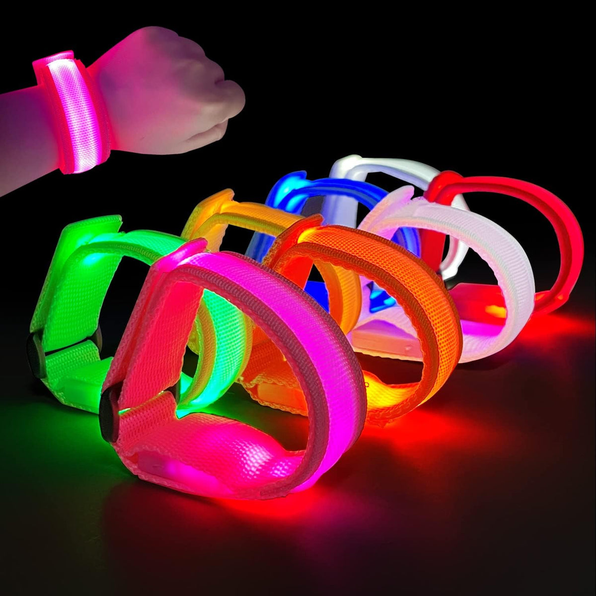 M.best 8pcs LED Light Up Bracelets Glow Flashing Wristbands Glow in The Dark Party Supplies for