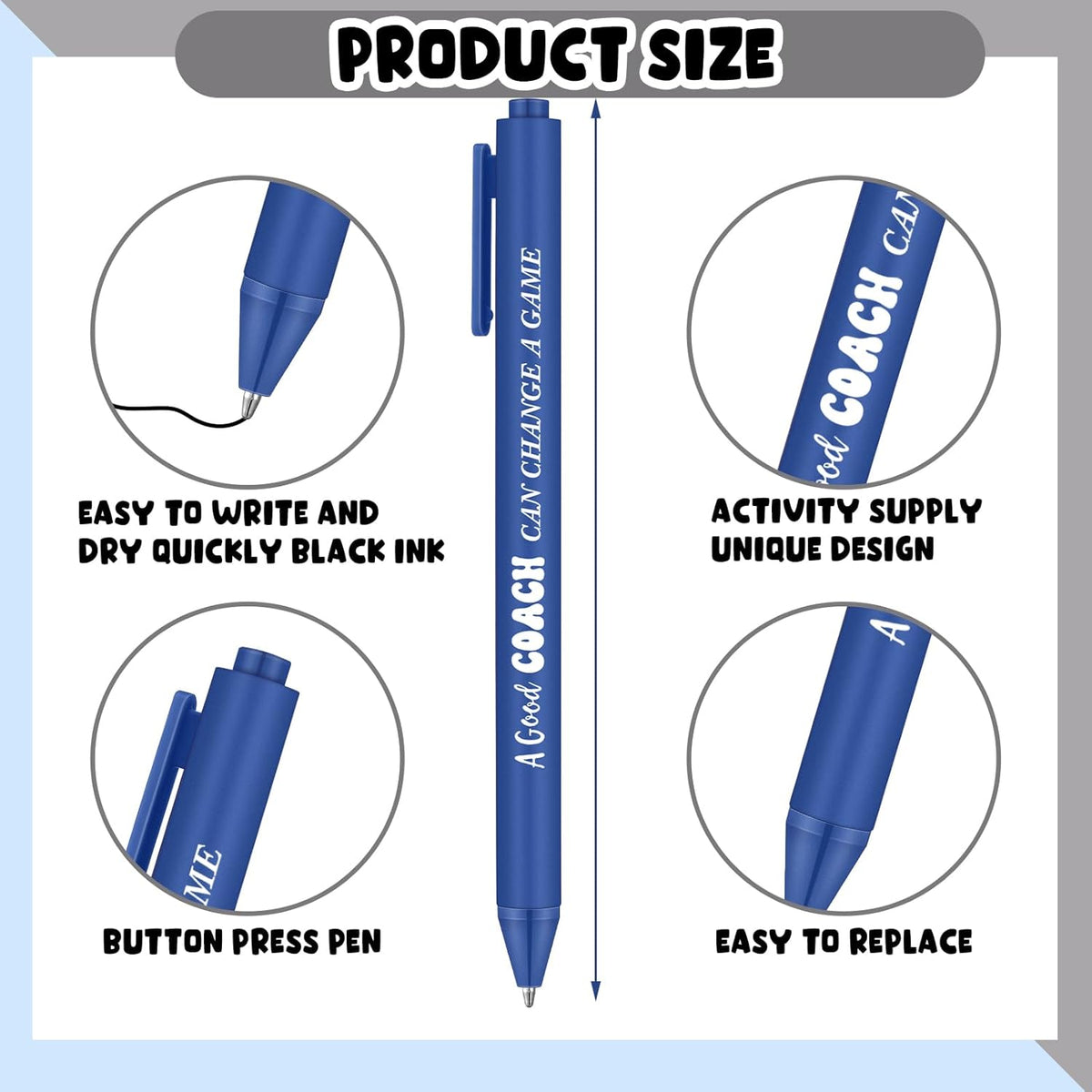 24 Pcs Coaches Appreciation Gifts Ballpoint Pen Sports Thank You Work Pen for Coaches Funny Gifts
