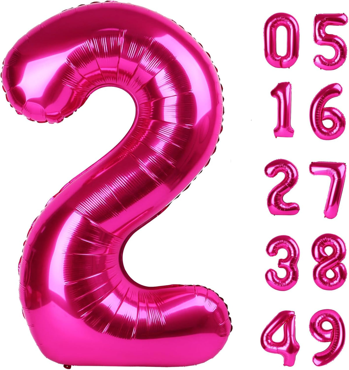 Hot Pink 40 Inch Big Number Balloon Birthday Decoration, Number 2 Helium Balloon 12 20 22 23 24 26