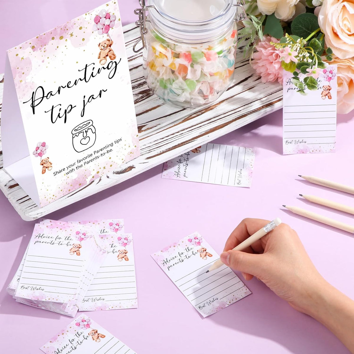 Roowest Baby Shower to Baby Advice Cards for New Parents to Be - Tip Jar Sign for New Parents 60