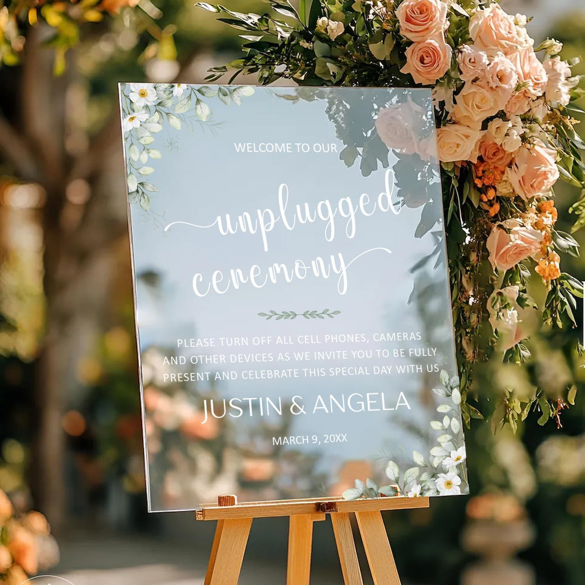 Unplugged Ceremony Yard Sign – Personalized Wedding Welcome Sign – No Phones or Cameras – Outdoor