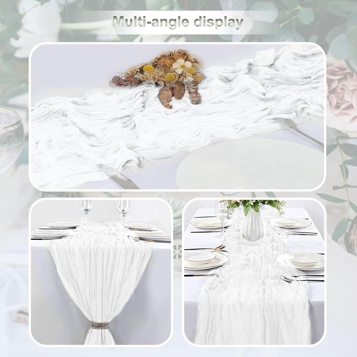 10 Pack White Cheesecloth Table Runner 35x120 Inch 10Ft Rustic Gauze Cheese Cloth Thanksgiving