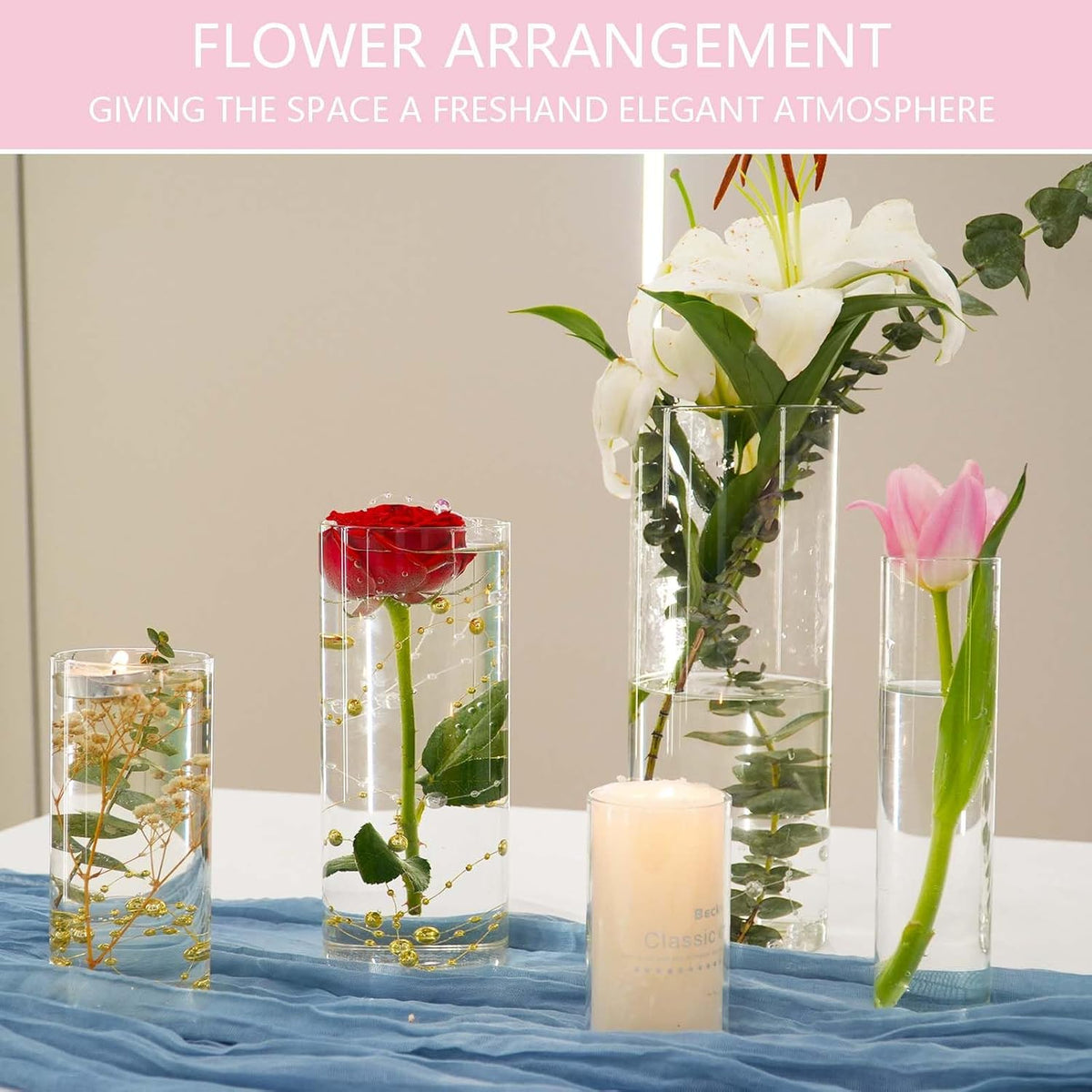 42pcs Glass Vase Cylinder Vases for Centerpieces Small Flower Glass Clear Vases Home Decor