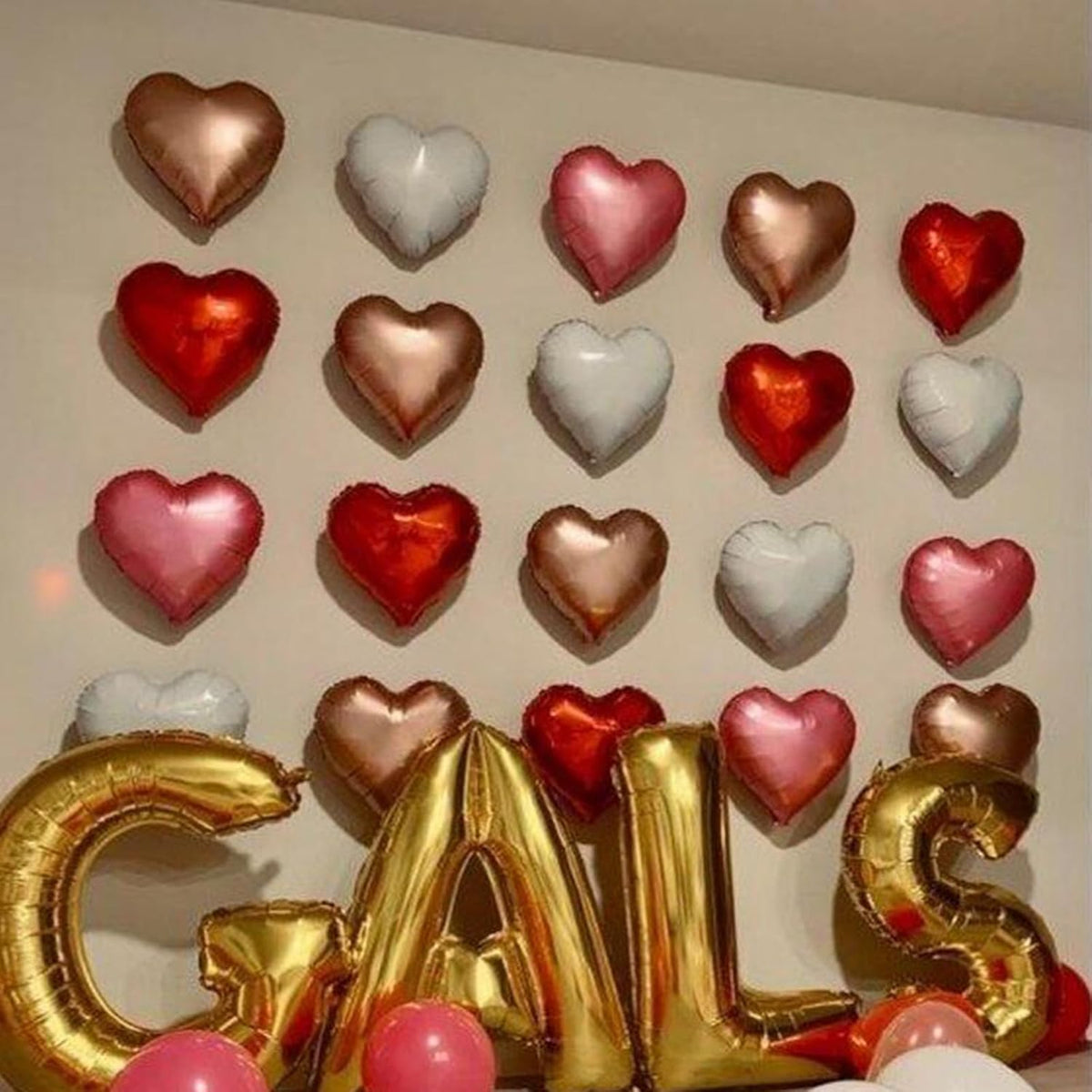 Rose Gold and Pink Heart Balloons, 18 Inch Red Pink Heart Shape Balloon, 12PCS Red Rose Gold Helium