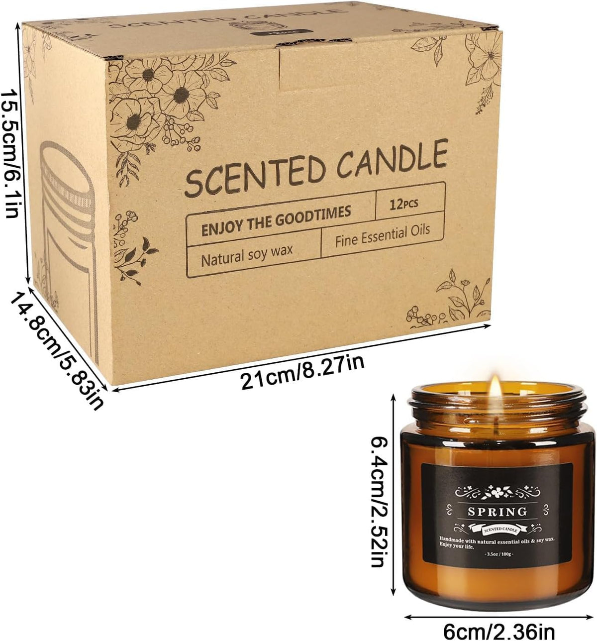 12 Pcs Scented Candles with Added Natural Essential Oils, 3.05oz, Suitable for Various Festivals