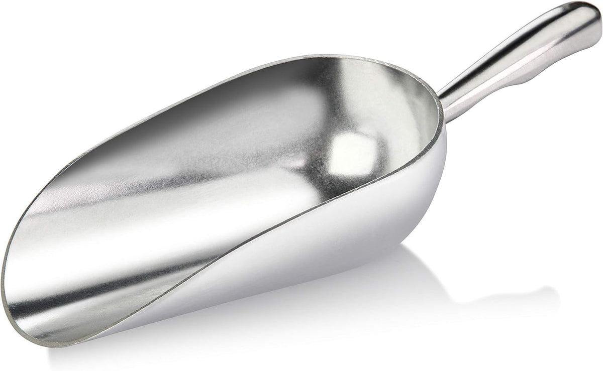 New Star Foodservice 34523 One-Piece Cast Aluminum Round Bottom Bar Ice Flour Utility Scoop