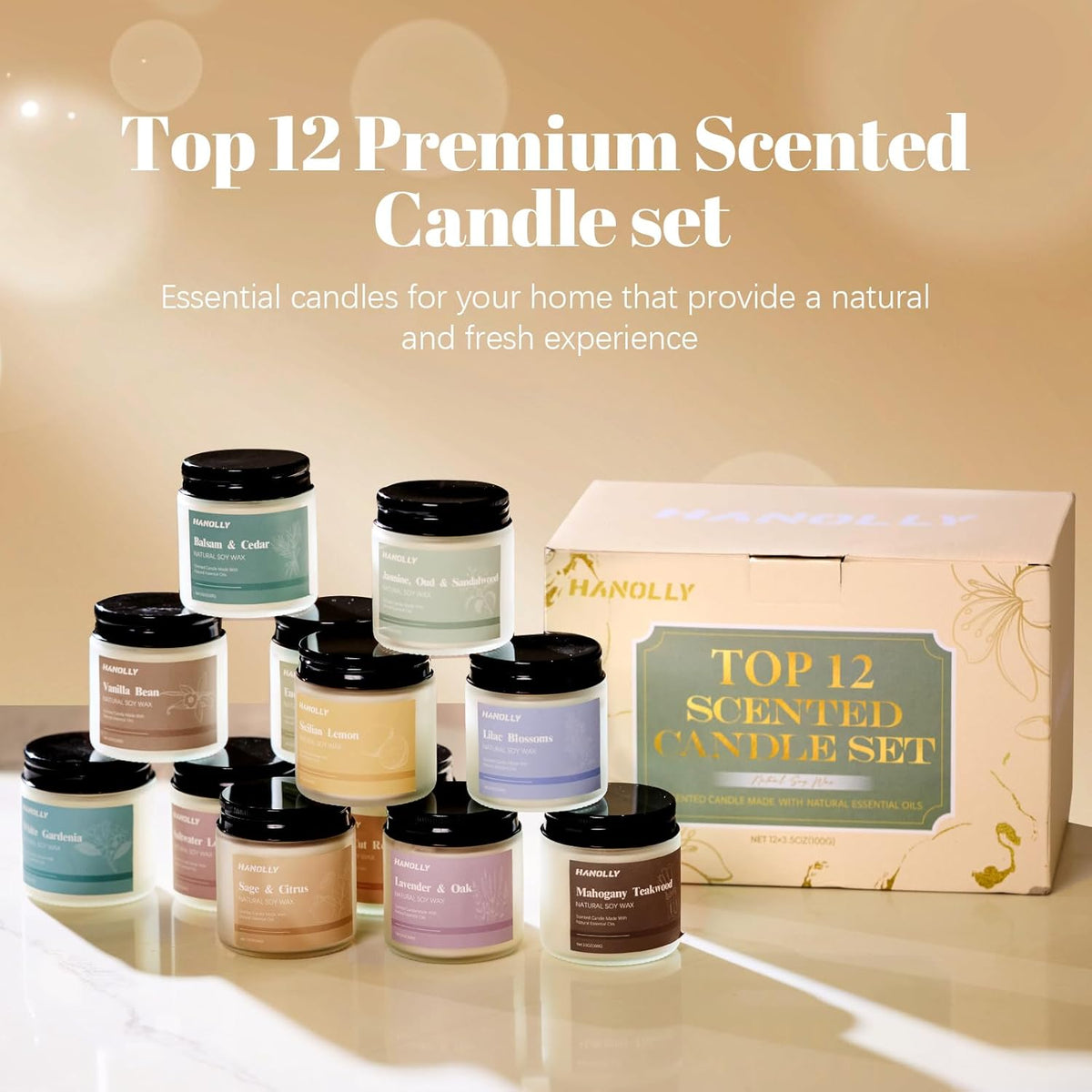 12 Pack Candles for Home Scented, Aromatherapy Candles Gifts Set for Women, Lavender, Vanilla