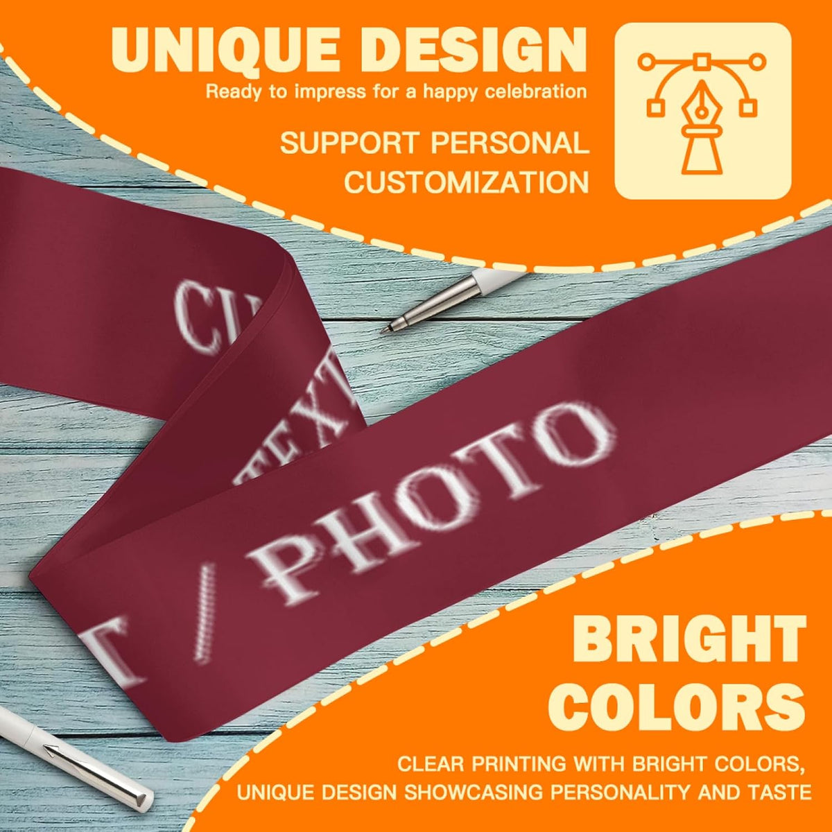 Custom Sash,Personalized Birthday Sash with Text Photo,Customized Bachelorette Sash Quote Sash