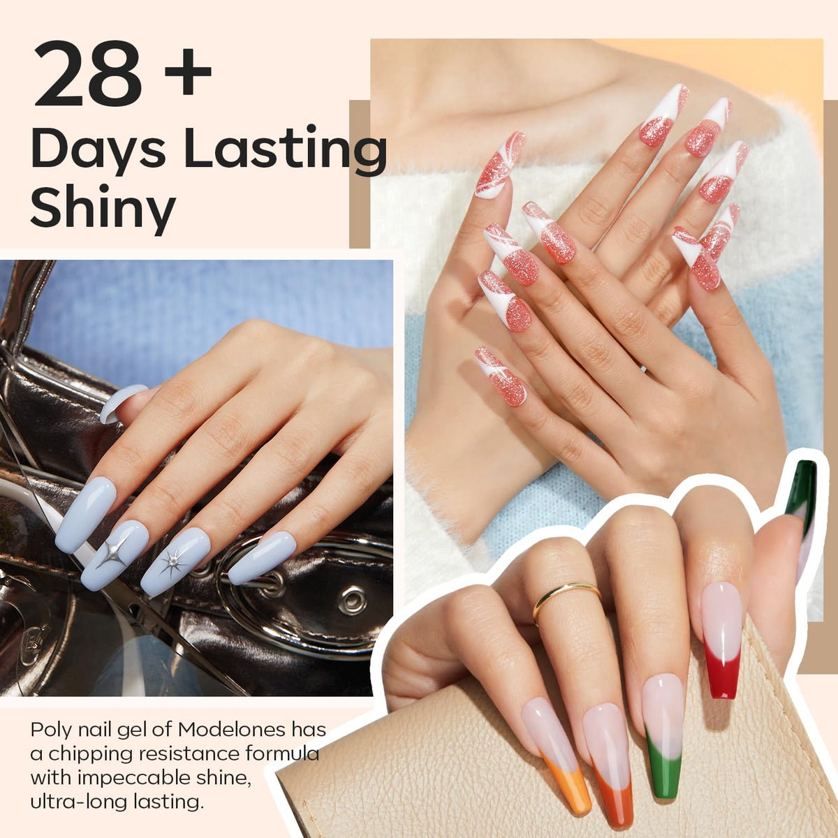 Modelones 133pcs Poly Nail Gel Kit, 32 Colors Earthy Tones Complete Extension Gel Nail Kit with 8W