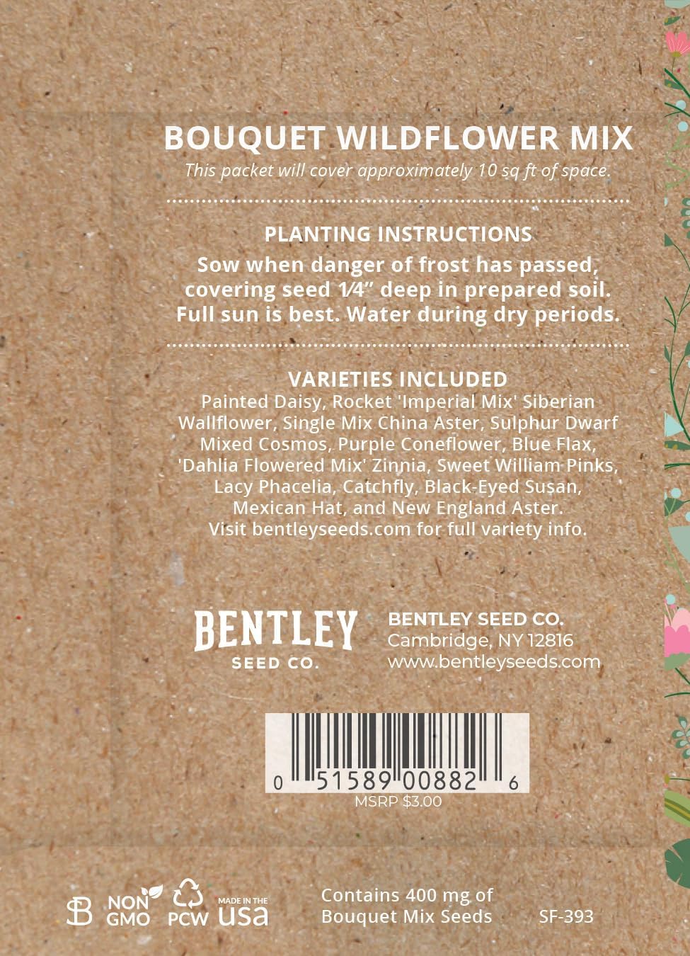 Bentley Seed Co. Thank You Natural Brown - Bouquet Wildflower Seed Packets - 25 Seed Packs