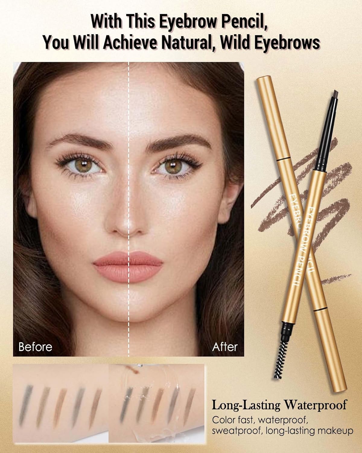 Eyebrow Pencil, 12Pcs Grey Ultra-Fine Retractable Eye Brow Pencil,Long-Lasting Waterproof Eyebrow