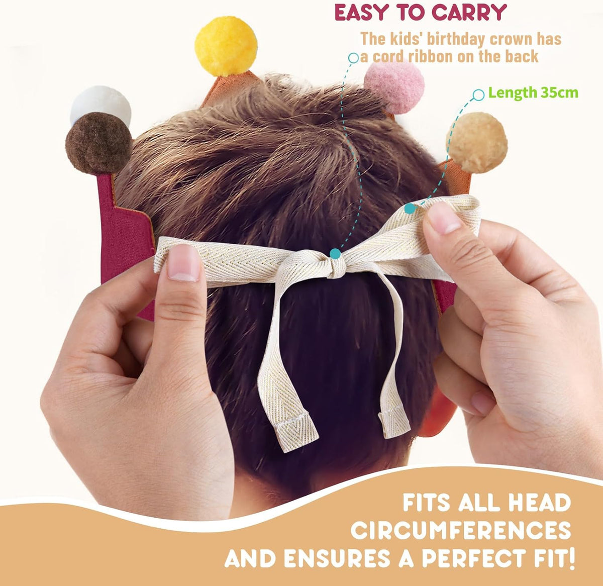 Reusable Birthday Crown with Numbers,Kids Birthday Hat Fabric Crown Pertain Kids Boy Toddler Girl
