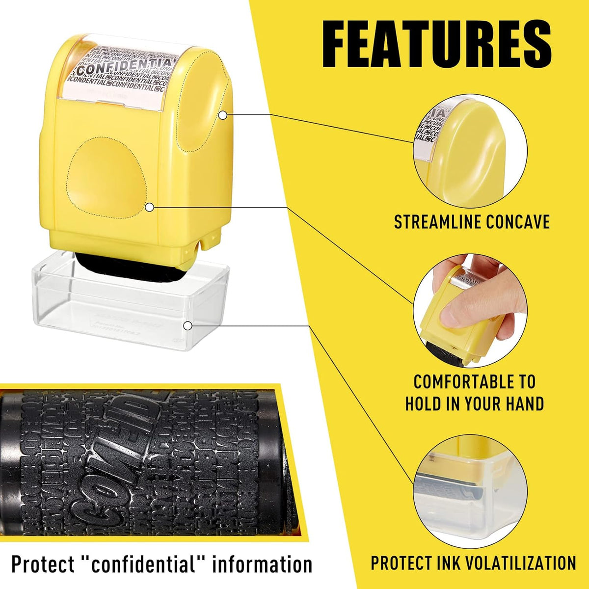 Mimorou 4 Pack Identity Theft Protection Roller Stamps Kit Confidential Privacy Roller Hidden Wide