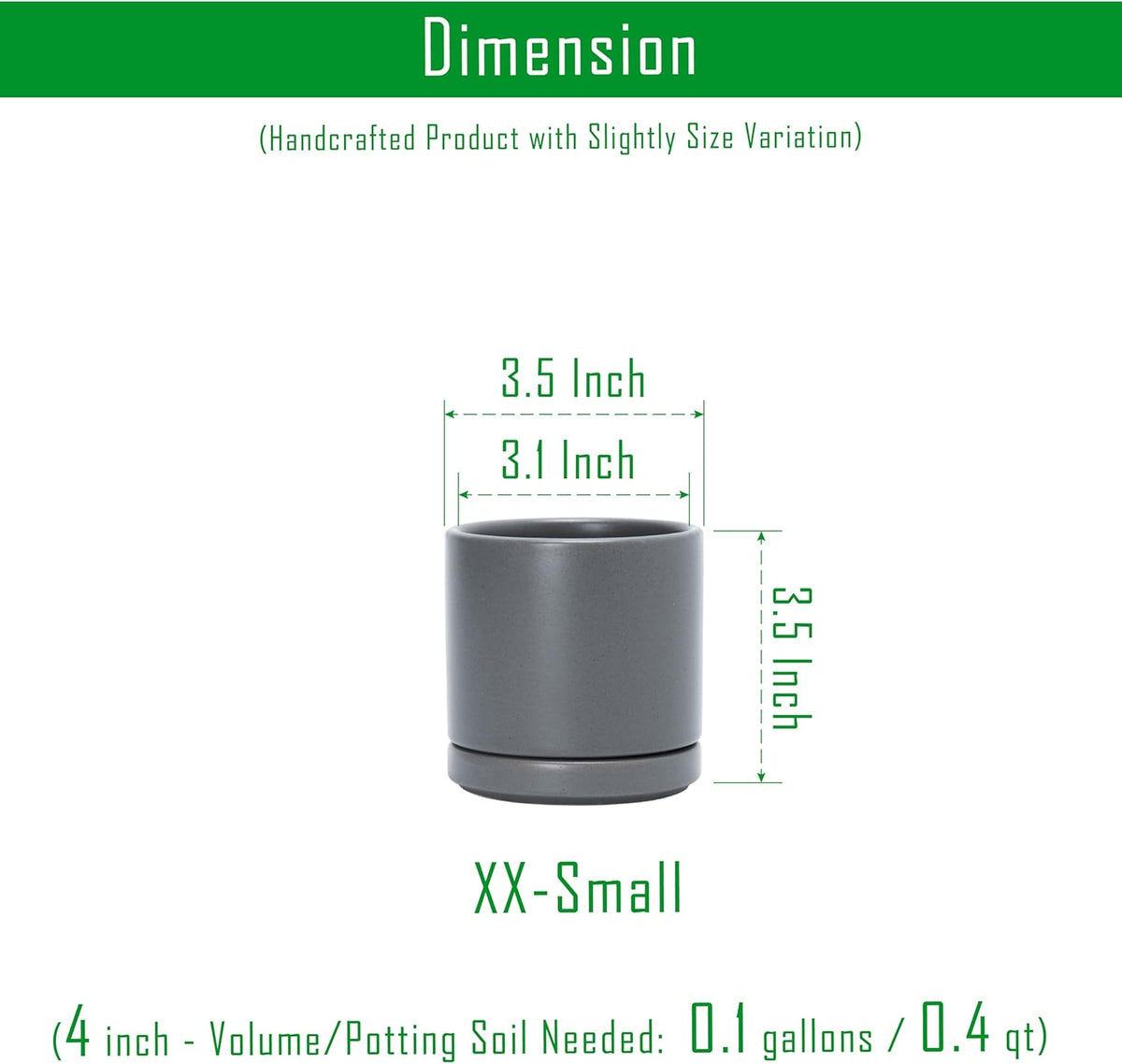D'vine Dev Set of 4 Small Ceramic Plant Pots, 3.5 Inch Succulent Planter Pot for Plants with