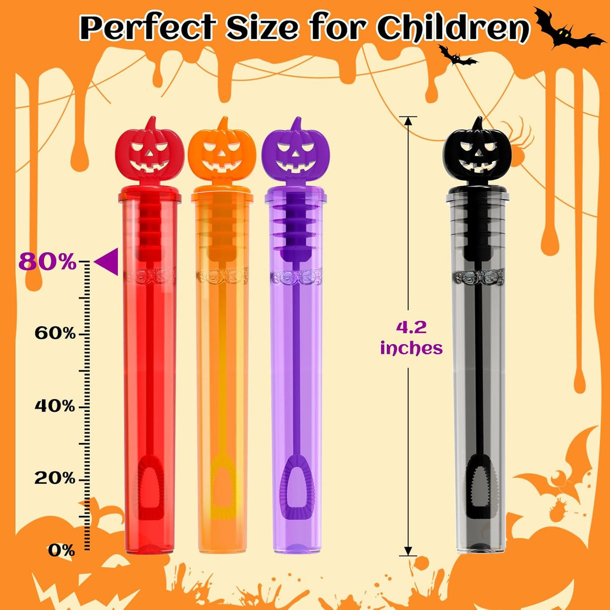 SpringFlower 80 PCS Halloween Party Favor For Kids, Halloween Mini Bubble Wands Halloween Gifts For