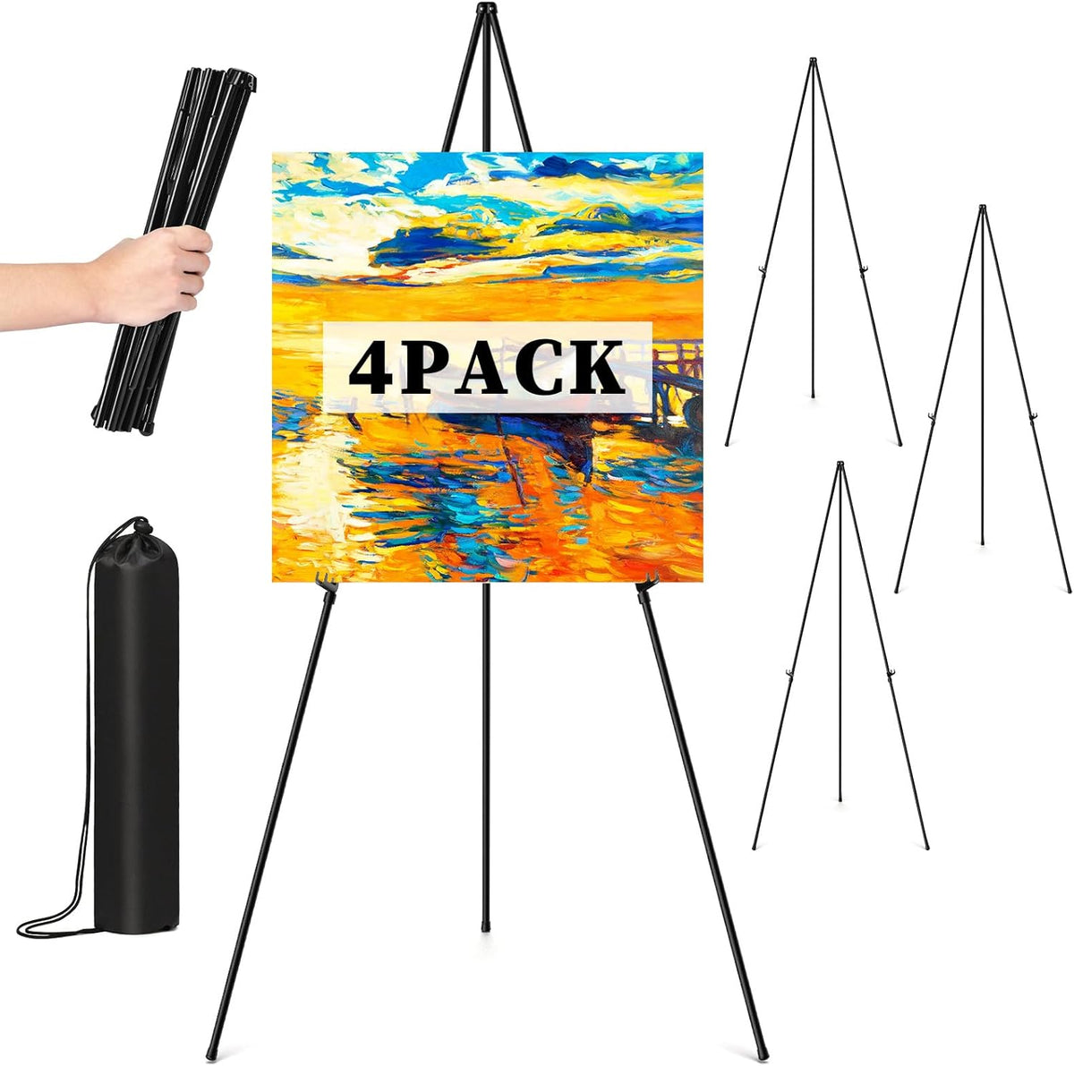 Easel Stand for Sign, 63" Portable Easels Stand for Display, Lightweight Adjustable Tripod Art