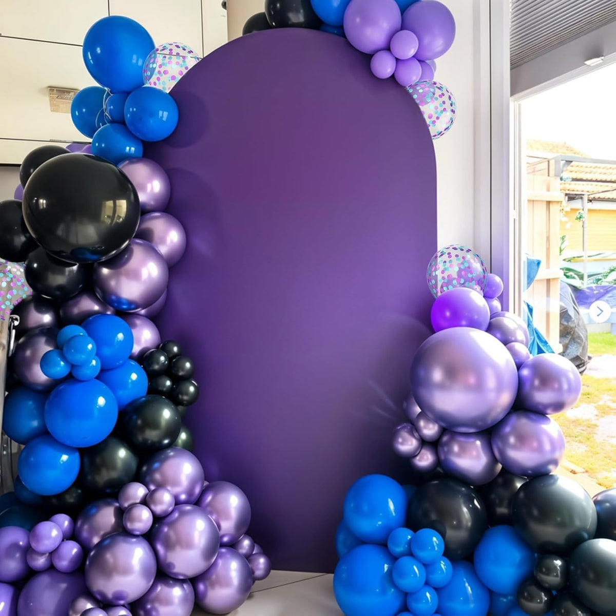 Black Purple Blue Balloons, 12 Inch Metallic Blue Dark Purple Blue Black Confetti Balloons for Girl