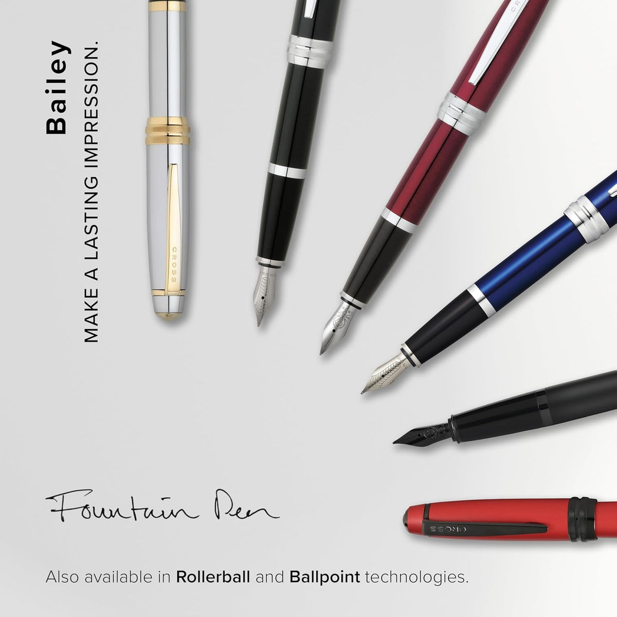 Cross Bailey Refillable Fountain Presented in a Premium Gift Box - Medium Point, Black Ink, Matte