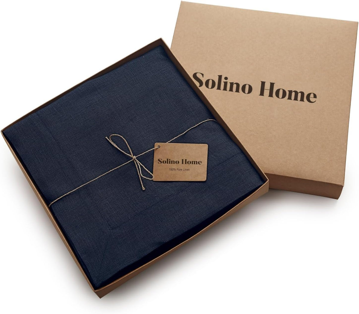 Solino Home Navy Blue Linen Tablecloth 60 x 144 Inch - 100% Pure Linen Table Cloth for Rectangle