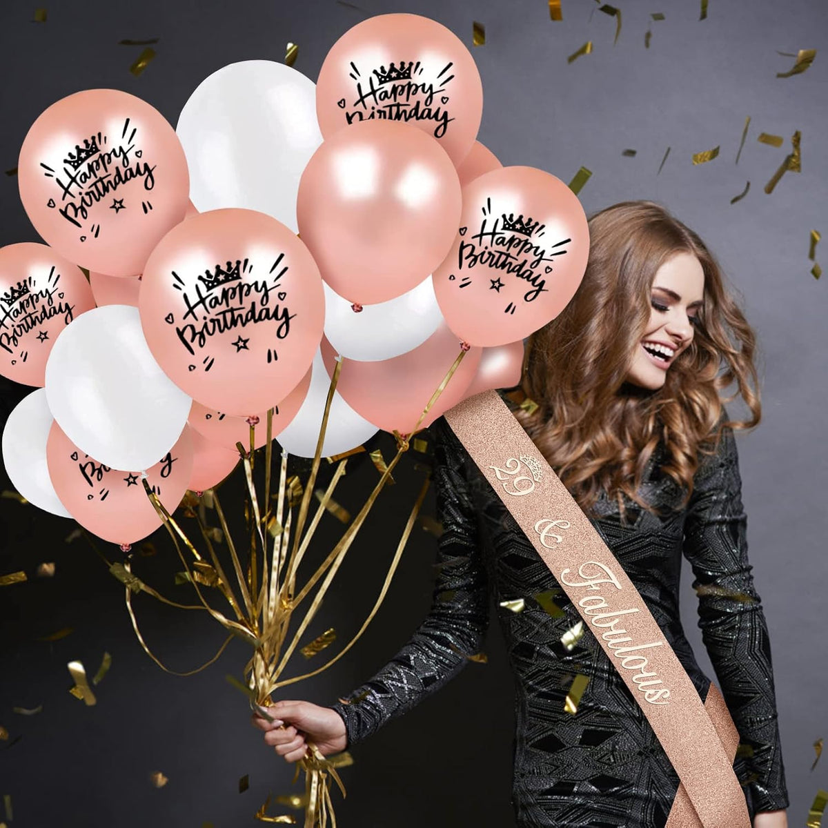 29th Birthday Decorations for Women Including Birthday Sash, Tiara, Numeral Candles and Cake