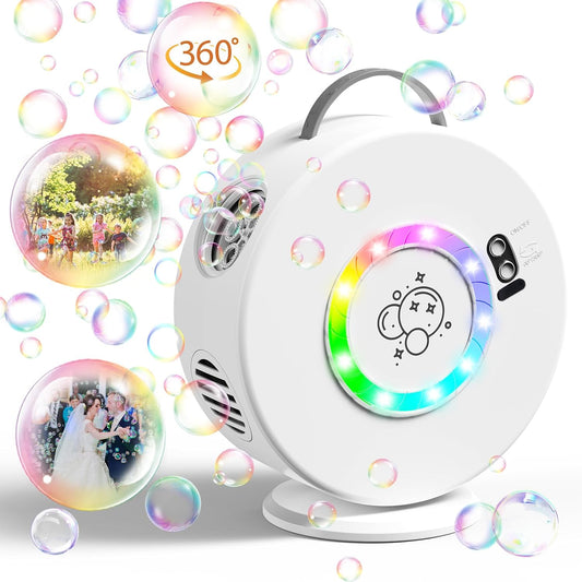 Bubble Machine Automatic LED Lights Bubble Blower for Kids Rechargeable Portable Bubble Maker Auto