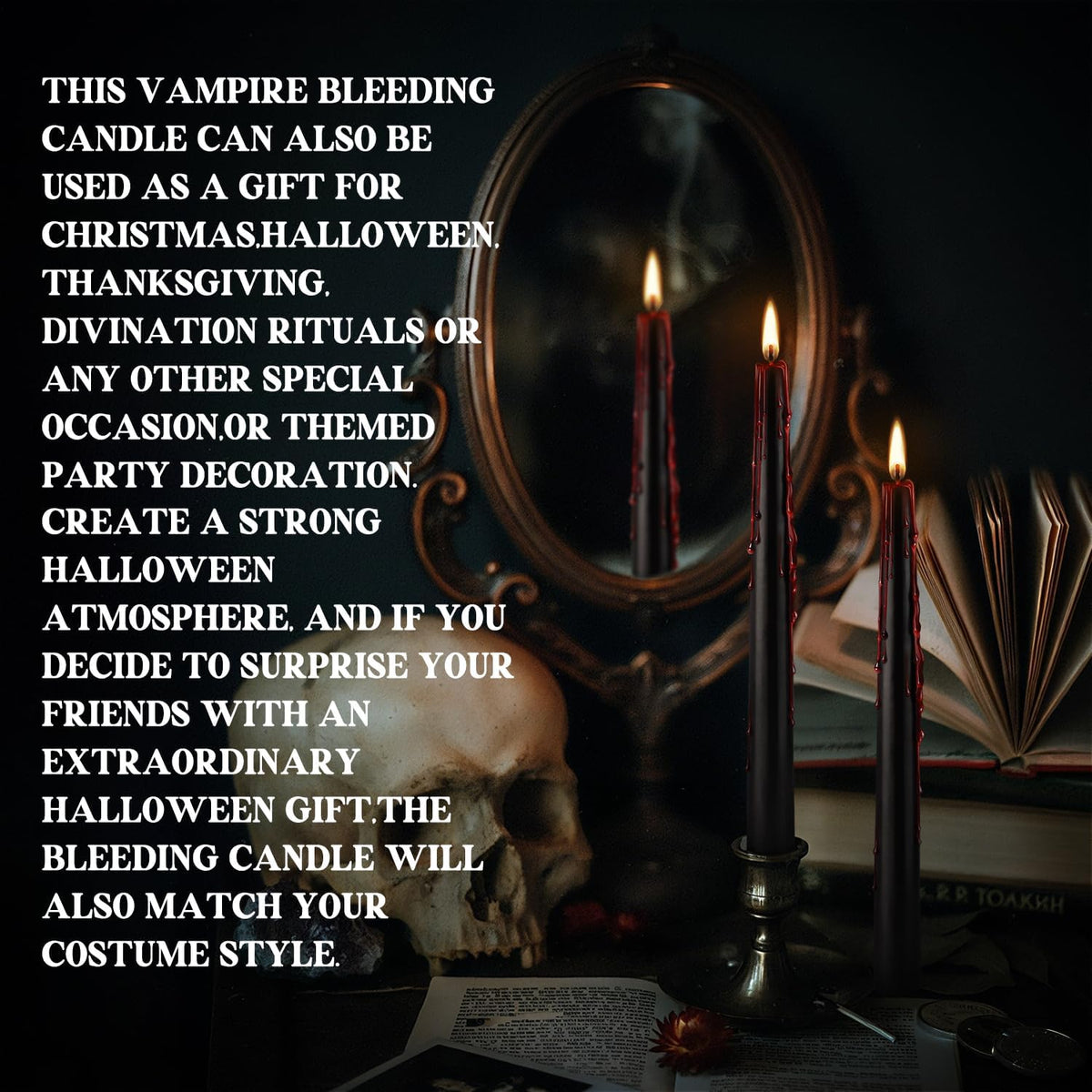 24 Pcs 10 Inch Vampire Blood Taper Candles Vampire Blood Candle, Ritual Spell Unscented Candle