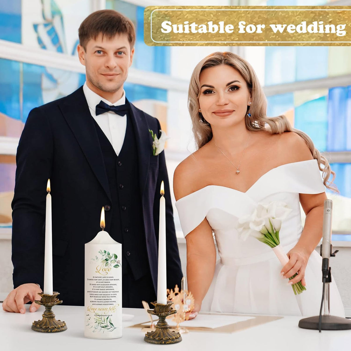Frienda Unity Candles for Wedding Ceremony Set Wedding Unity Taper Candles Catholic Religious