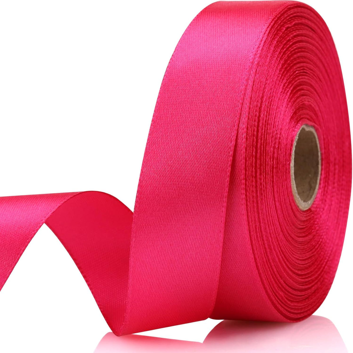Hot Pink Satin Craft Ribbon - 7/8 Inch, 30 Yards - Single Face Polyester for Handmade Roses, Gift
