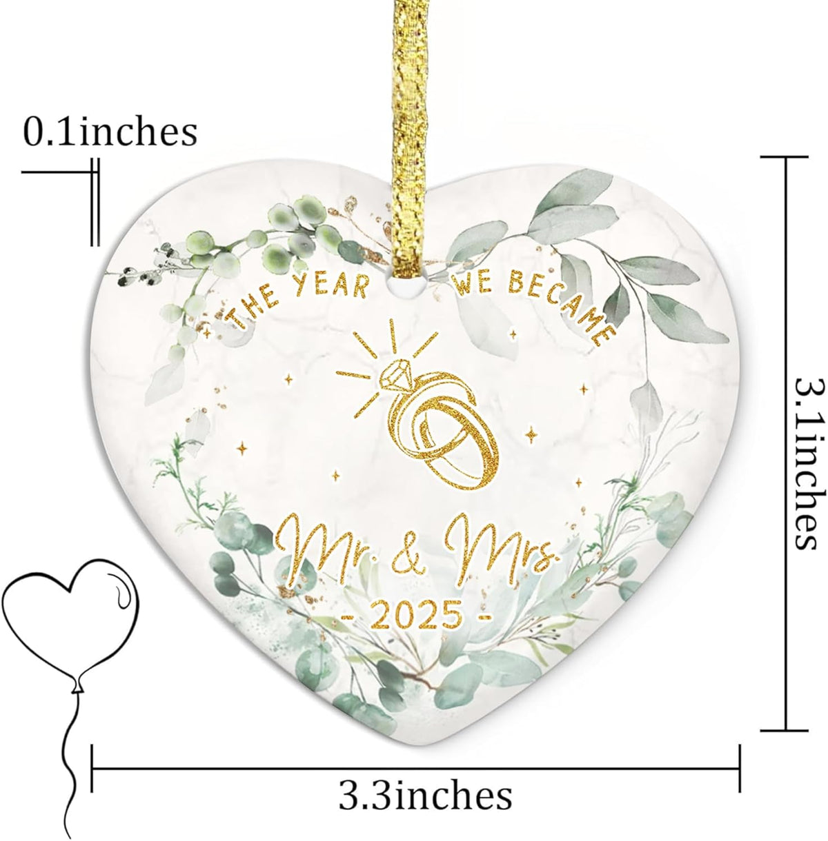 GOSSBY Wedding Ornament 2025 - The Year WE Became MR MRS - 2025 Wedding Gift for Couple - Bridal