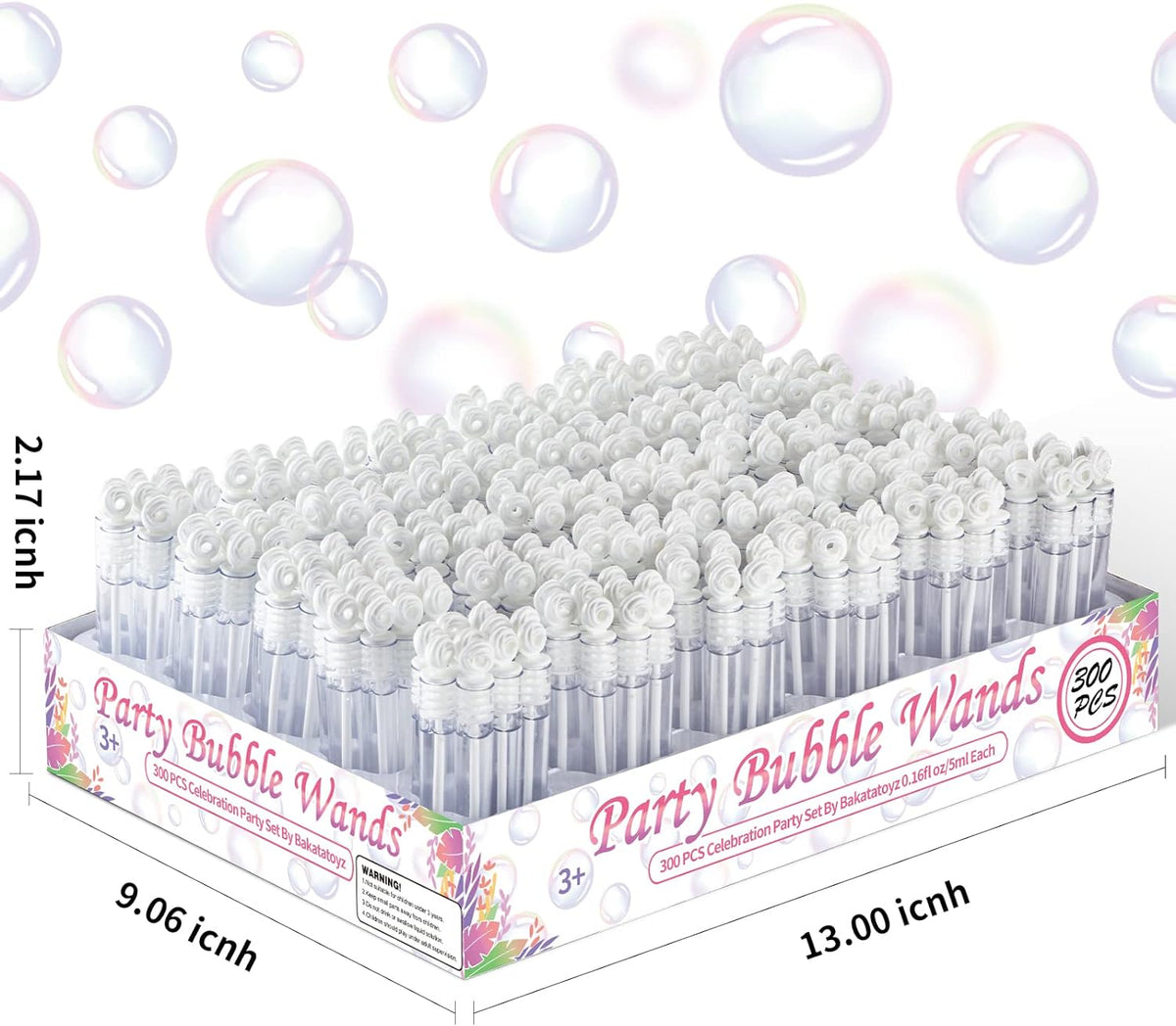 300 Pack Mini White Bubble Wand Party Favors, Perfect Bubble Stick Bulk Toy For Weddings Reception