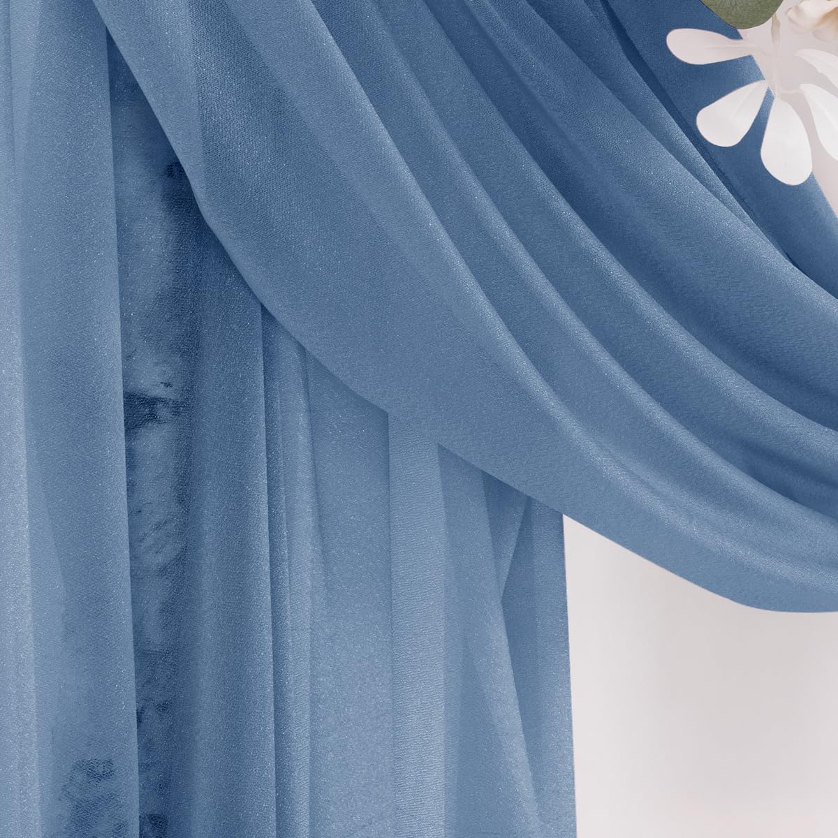 Dusty Blue Wedding Arch Draping Fabric 29" x 20 FT Blue Wedding Drapes for Backdrop Sheer Curtains