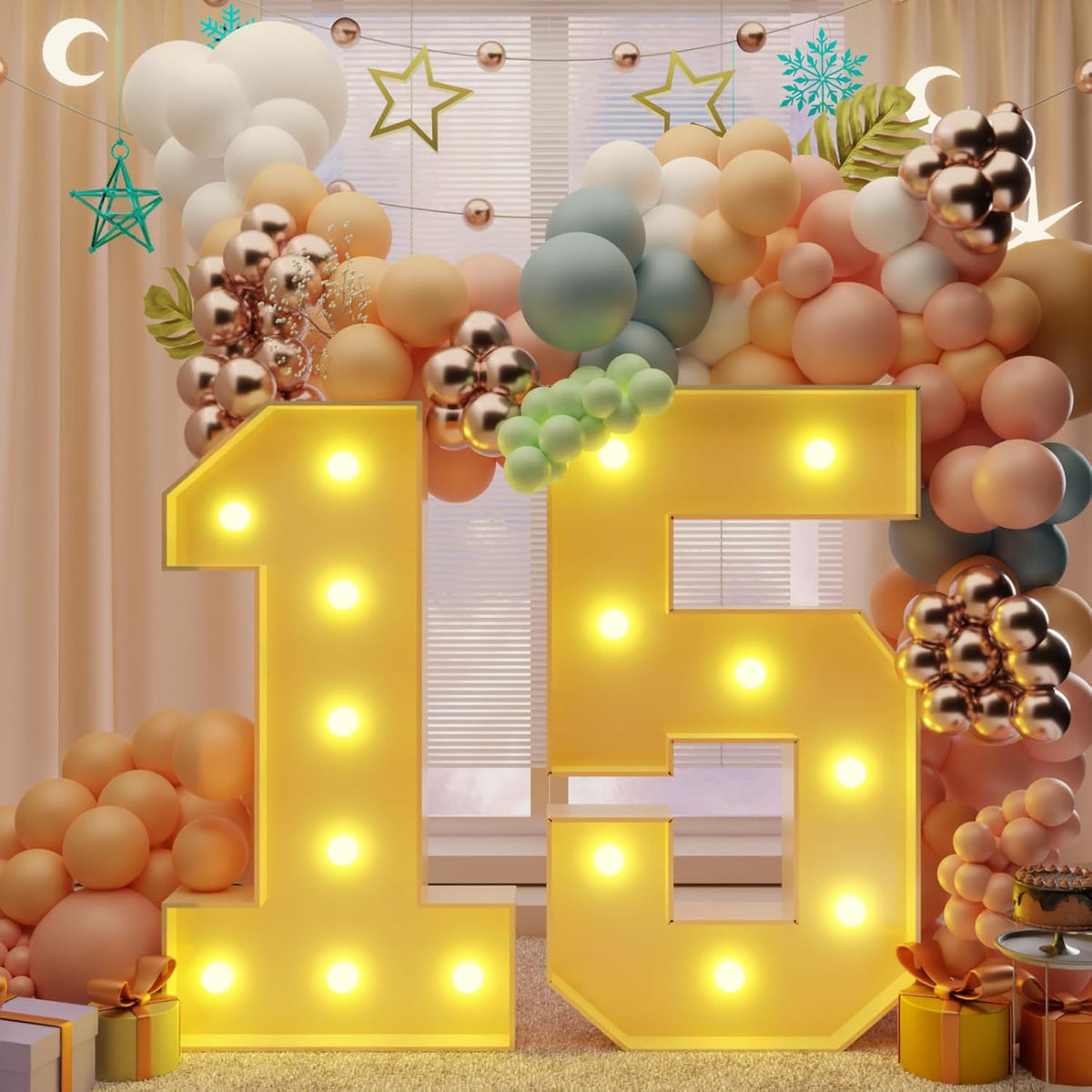 imprsv 3FT Light Up Numbers, Marquee Numbers 15th Birthday Decorations for Girls Boys, 15th