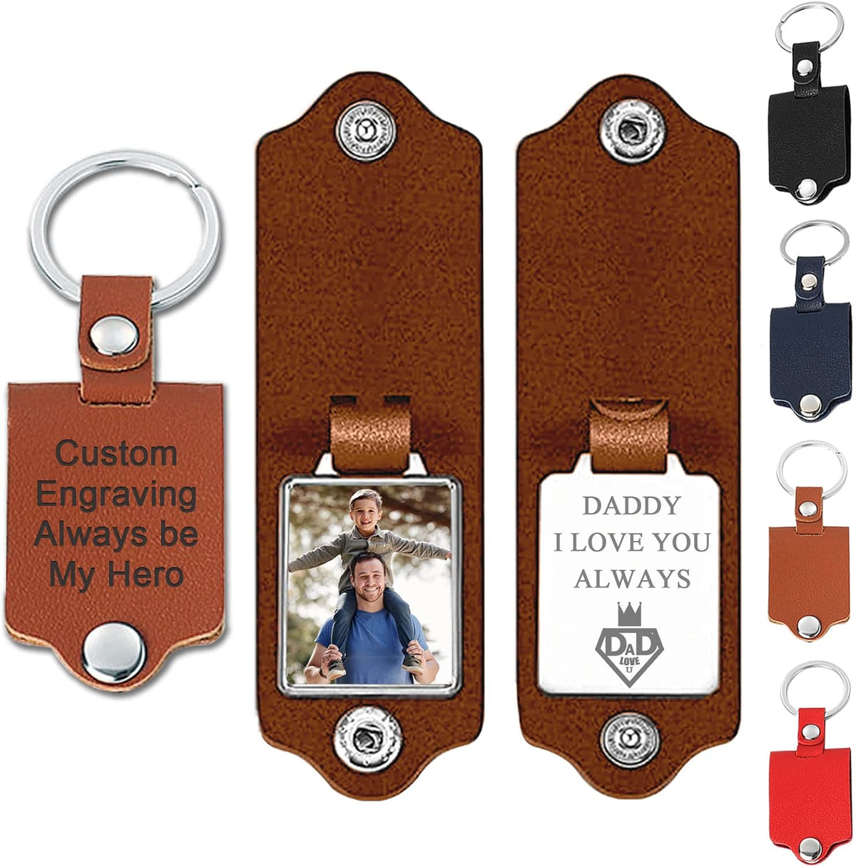 Personalized Custom Keychain with Picture - Turnable Double Sided Colorful Photo Key chains