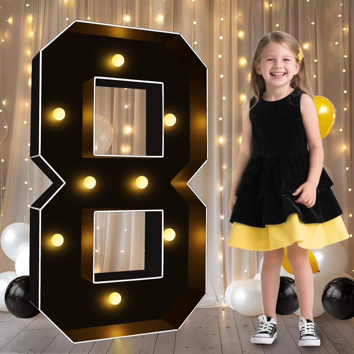 Pooqla 3FT Marquee Light Up Numbers, Black Lighted Party Decor for her him Women Men, Giant Mosaic