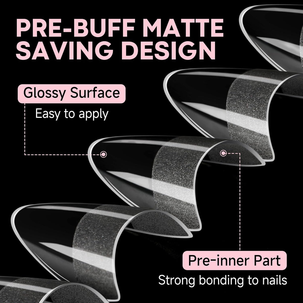 UNA GELLA Almond Shape Nail Tips Short: 504pcs Half Cover Almond Gel Nails Tips Matte Clear Fake