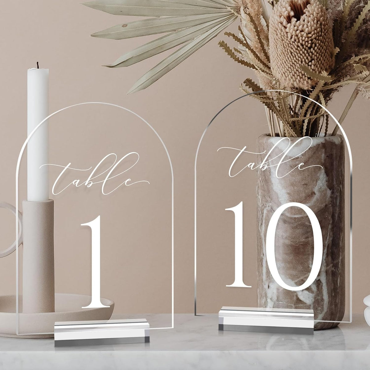 JINMURY Clear Arch Table Numbers for Wedding, 5x7 Inch Arched Acrylic Table Numbers 1-10 with