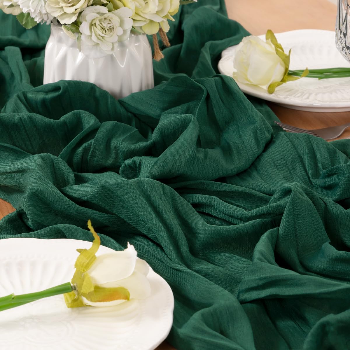 Emerald Green Cheesecloth Table Runner 10 Pack 10FT Farmhouse Table Runners 120 Inches Boho