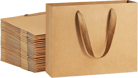 BagDream Paper Bags 10.6x3.1x8.3 25Pcs Gift Bags Heavy Duty Kraft Brown Gift Paper Bags with