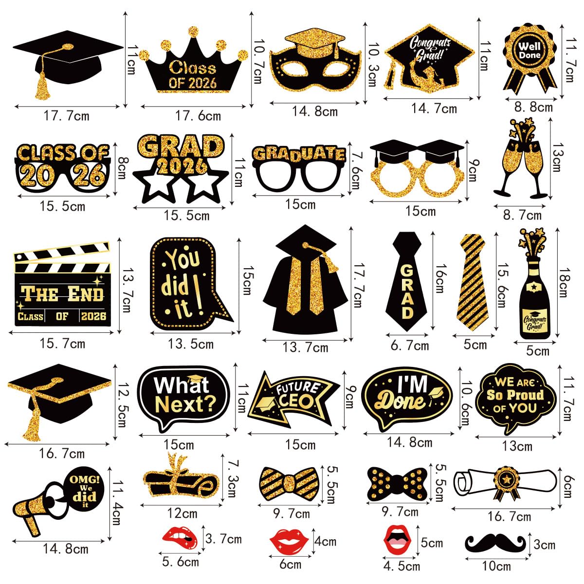 30Pcs Graduation Photo Booth Props Class of 2026 Graduation Decorations