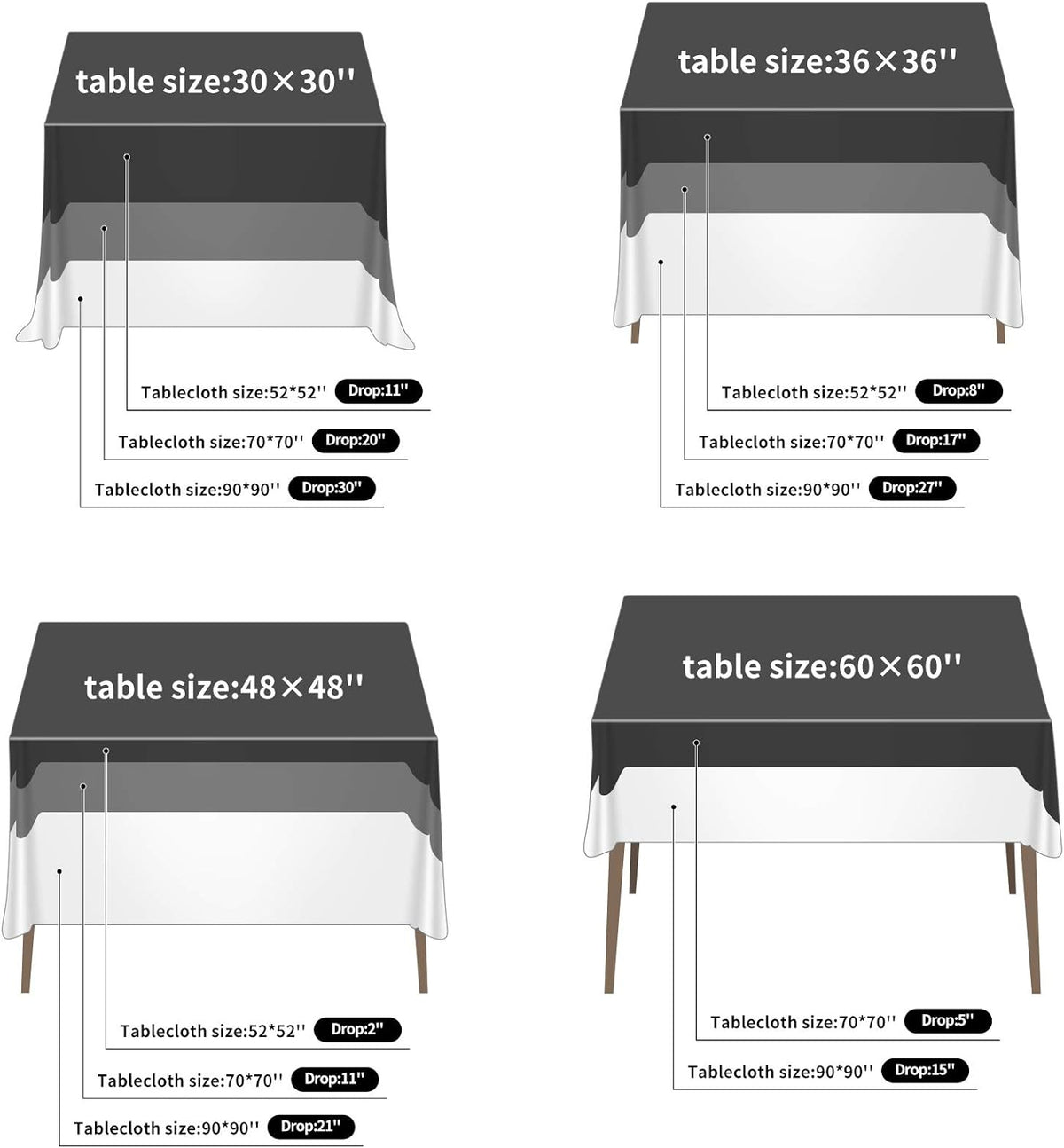 Cupuamon Square Tablecloth 70x70 inch Washable Polyester Fabric Table Cloth for Wedding Party