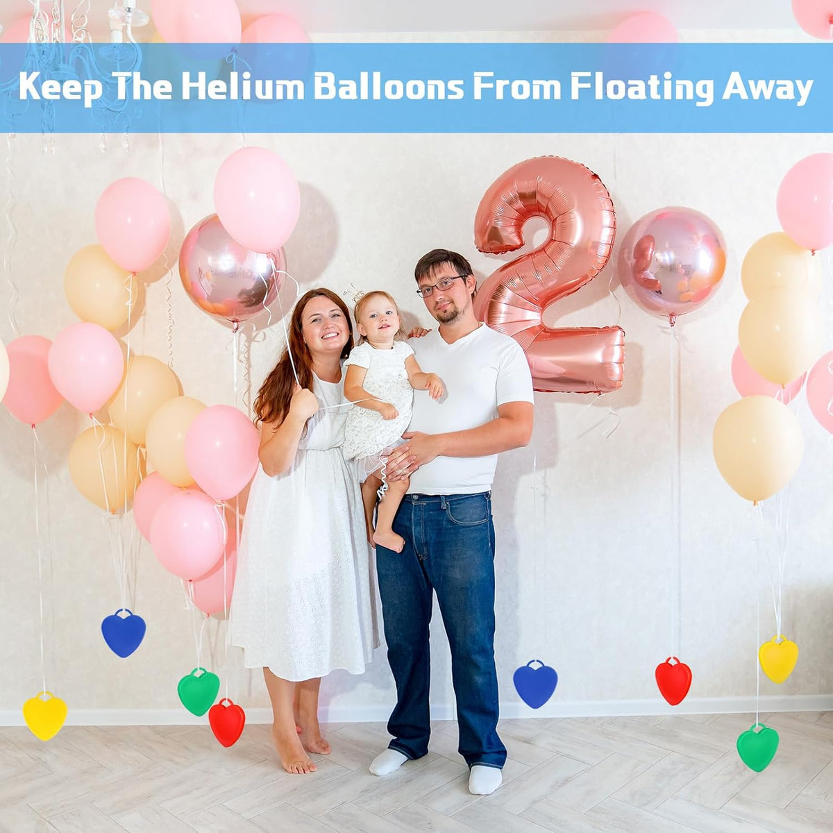 Lenwen 80 Pcs Balloon Weights Plastic Colorful Weights for Balloons for Birthday Party Decoration