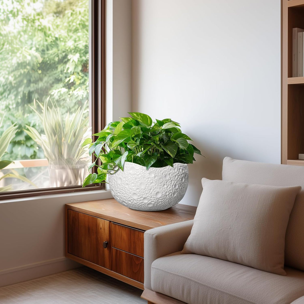 10 Inch Plant Pot - Ceramic Planter for Indoor Outdoor, Round Bonsai Pots, Decorative Flower Pots