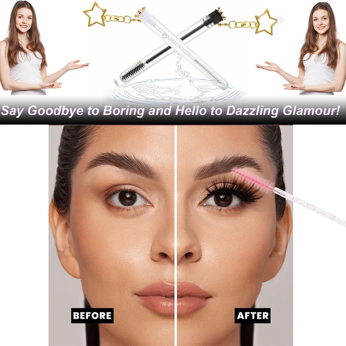Upgrade 48 Pieces Disposable Mascara Wands Set,Extremely Durable Diamond Mascara for Women and