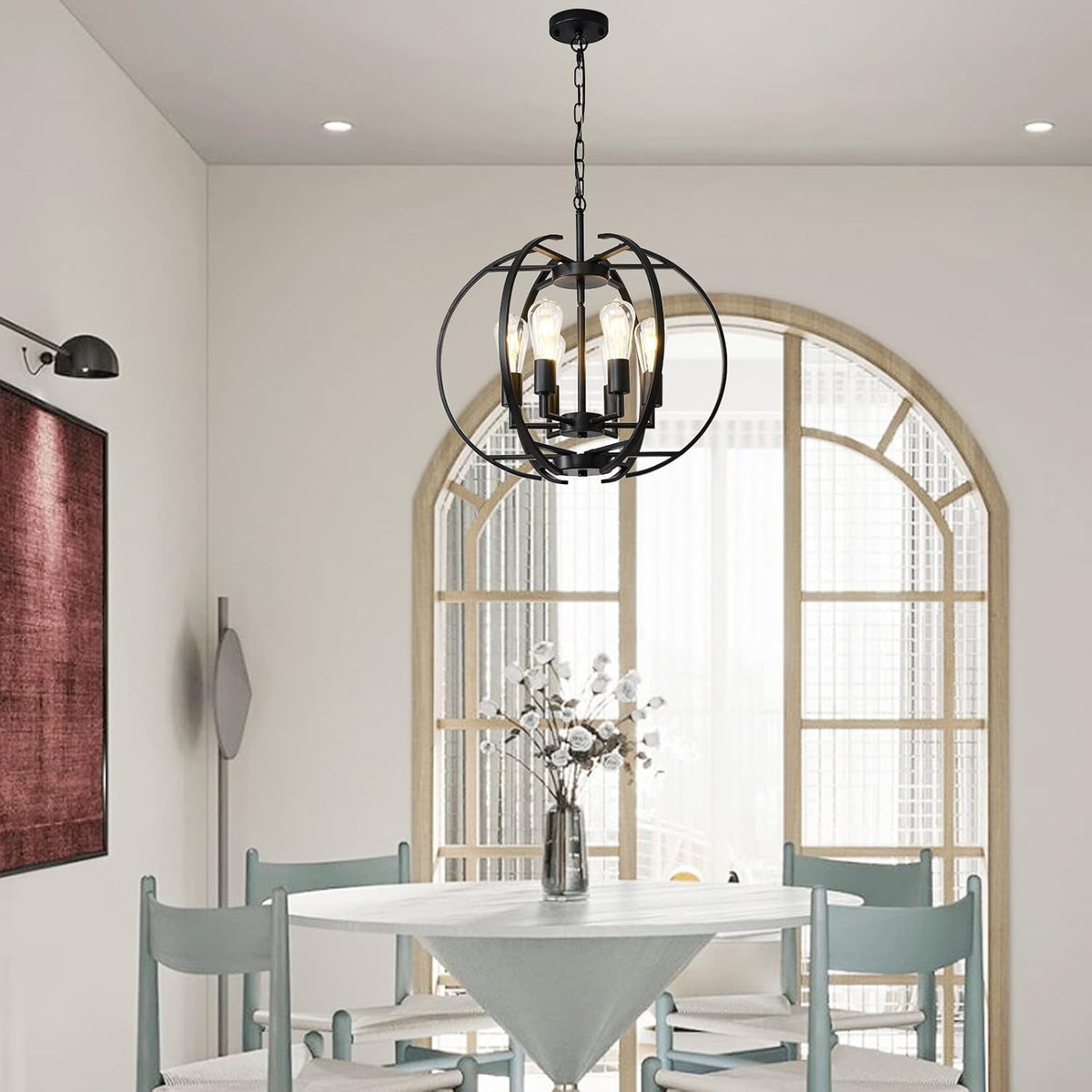 Pendant Lights Globe Black Chandeliers Lighting, Hallway Light Fixtures Ceiling Adjustable Hanging
